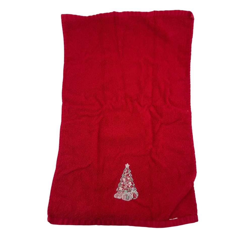 Vintage Christmas Towels Lot 9 Embroidered Trees Santa Poinsettia Holiday Decor - Picture 11 of 13